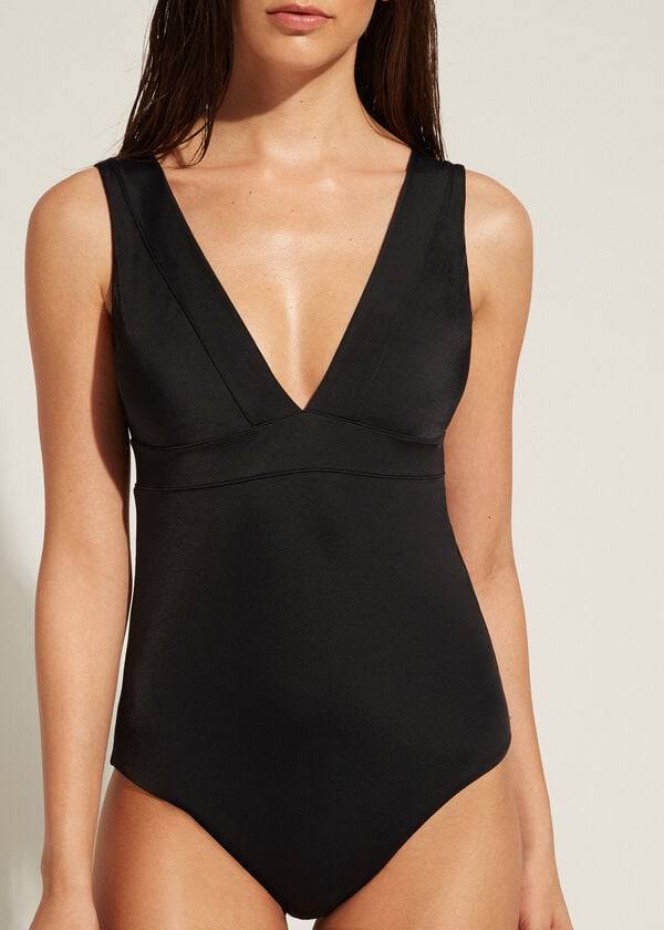 womens calzedonia one piece paola swimsuits black