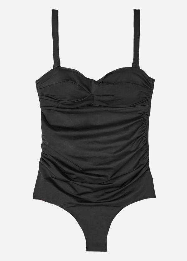 womens calzedonia padded one-piece roma swimsuits black