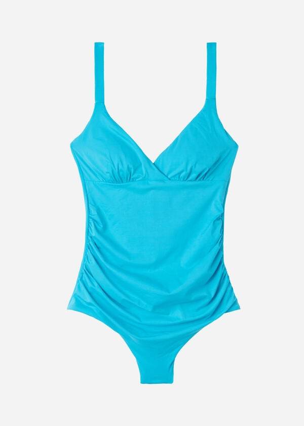 womens calzedonia padded one-piece shaping-effect indonesia swimsuits turquoise